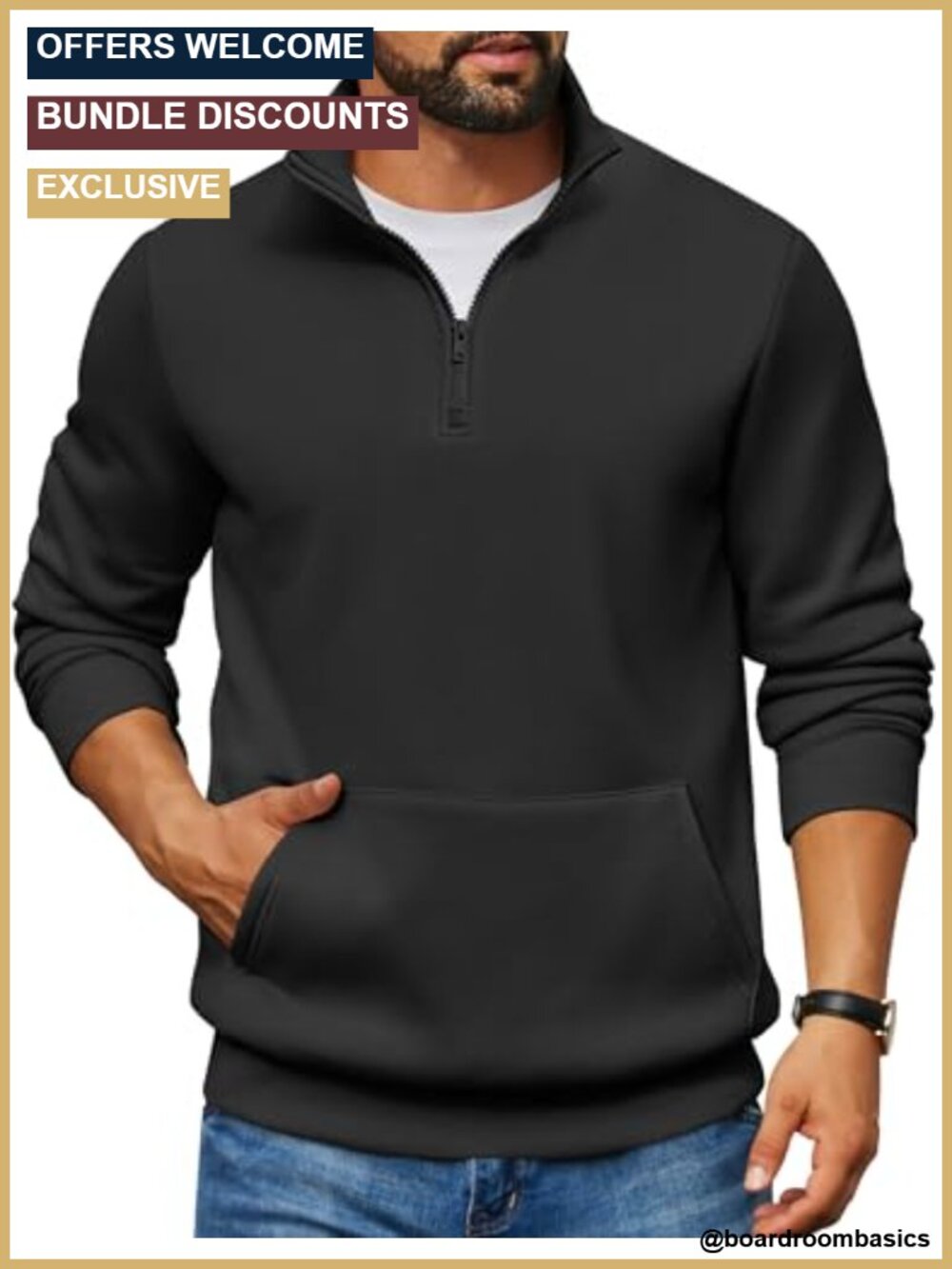 Men's Quarter Zip Fleece Lined Sweatshirt Long Sleeve Half Zip Pullover